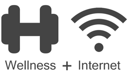 A dumbbell icon and a wifi icon