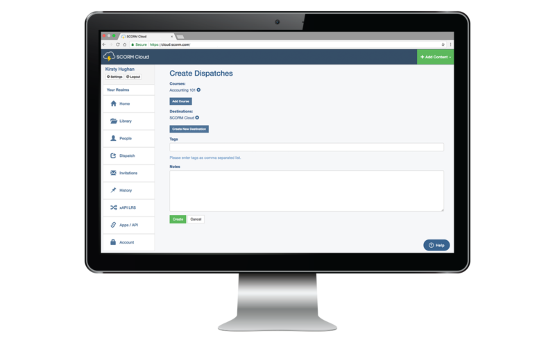 how to create dispatches in SCORM Cloud