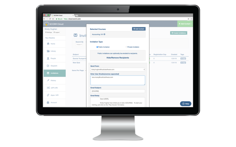 how to send course invitations in SCORM Cloud