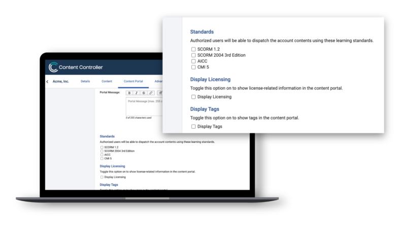 content portal standards controls