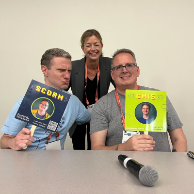 Chris and Joe show off their fans at ATD